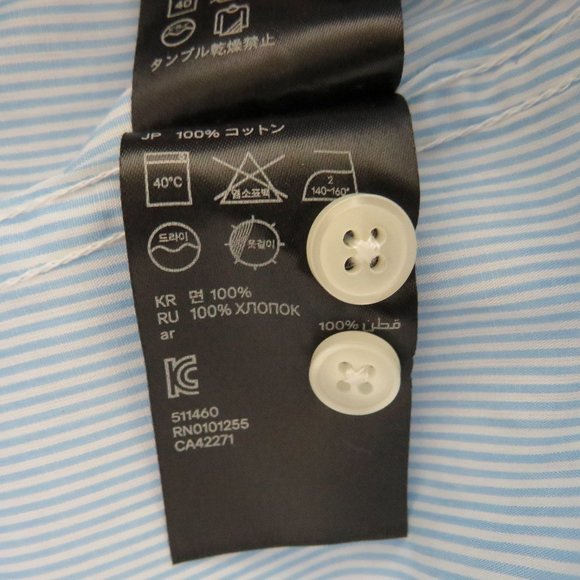 H&M* Men's Long Sleeve Button Down Curved Hem Striped Dress Shirt~ Size XL - Picture 6 of 11